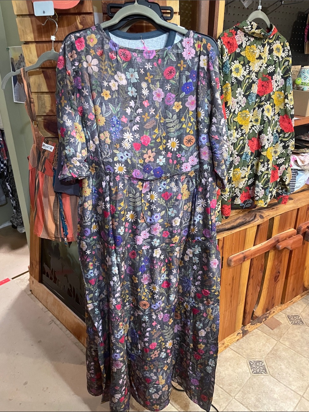 NATURAL LIFE Floral Maxi Dress in Black with Pink Yoke - Picture 10 of 10